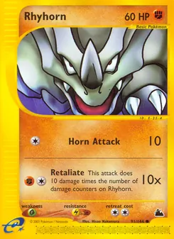Rhyhorn card from Skyridge, number 91/144