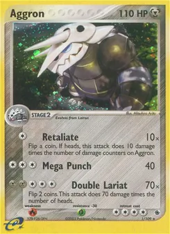 Aggron card from Ruby & Sapphire, number 1/109