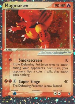 Magmar ex card from Ruby & Sapphire, number 100/109
