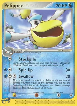 Pelipper card from Ruby & Sapphire, number 19/109