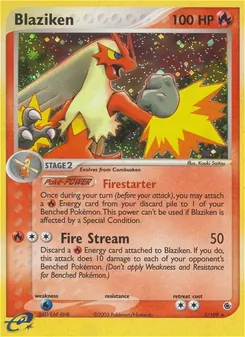 Blaziken card from Ruby & Sapphire, number 3/109