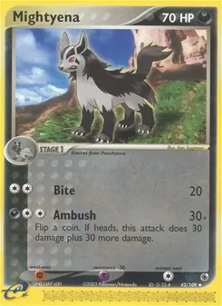 Mightyena card from Ruby & Sapphire, number 42/109