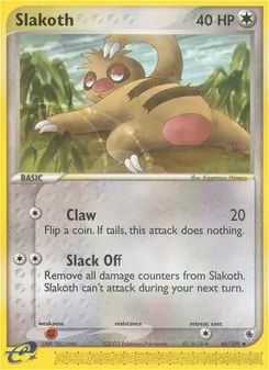 Slakoth card from Ruby & Sapphire, number 45/109