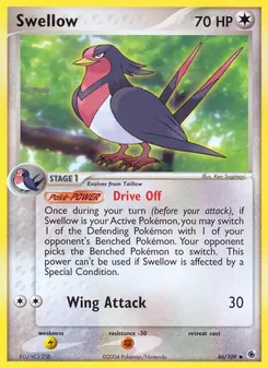 Swellow card from Ruby & Sapphire, number 46/109