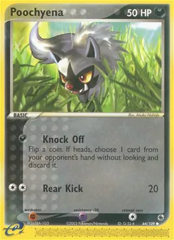 Poochyena card from Ruby & Sapphire, number 64/109
