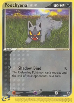 Poochyena card from Ruby & Sapphire, number 65/109