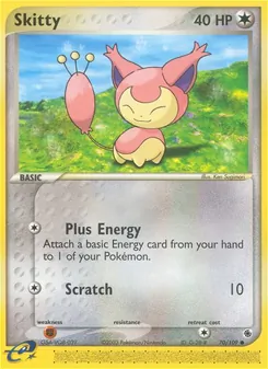 Skitty card from Ruby & Sapphire, number 70/109