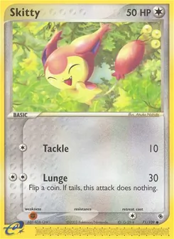 Skitty card from Ruby & Sapphire, number 71/109