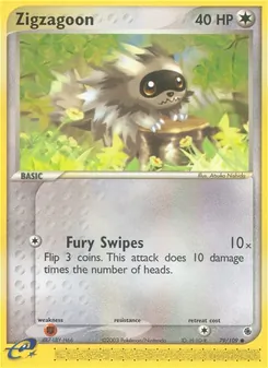 Zigzagoon card from Ruby & Sapphire, number 79/109