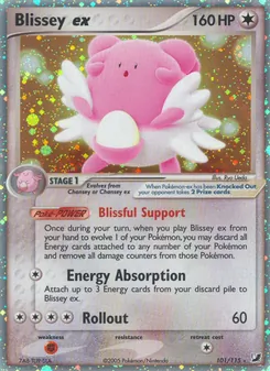 Blissey ex card from Unseen Forces, number 101/115