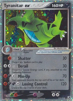 Tyranitar ex card from Unseen Forces, number 111/115