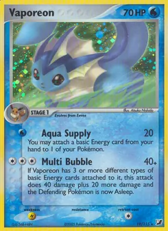 Vaporeon card from Unseen Forces, number 19/115