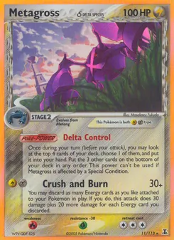 Metagross δ card from Delta Species, number 11/113