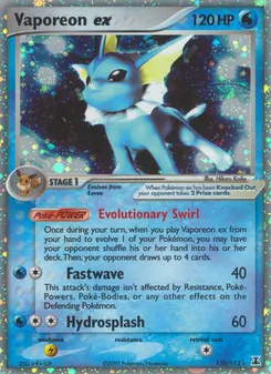 Vaporeon ex card from Delta Species, number 110/113