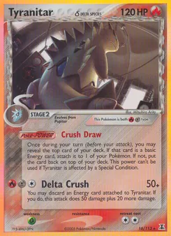 Tyranitar δ card from Delta Species, number 16/113