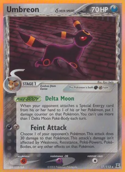Umbreon δ card from Delta Species, number 17/113