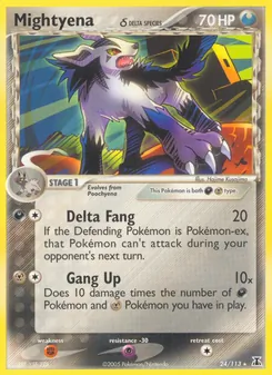Mightyena δ card from Delta Species, number 24/113