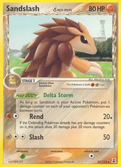 Sandslash δ card from Delta Species, number 27/113