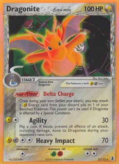 Dragonite δ card from Delta Species, number 3/113