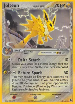 Jolteon δ card from Delta Species, number 7/113