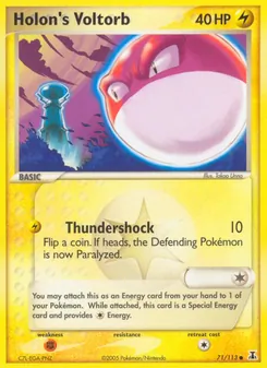 Holon's Voltorb card from Delta Species, number 71/113