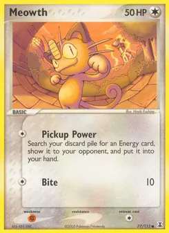 Meowth card from Delta Species, number 77/113