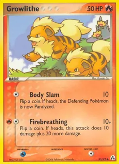 Growlithe card from Legend Maker, number 55/92