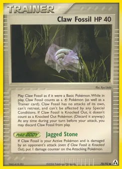 Claw Fossil card from Legend Maker, number 78/92