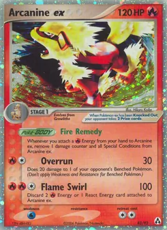 Arcanine ex card from Legend Maker, number 83/92