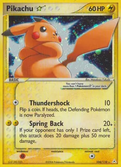 Pikachu Star card from Holon Phantoms, number 104/110