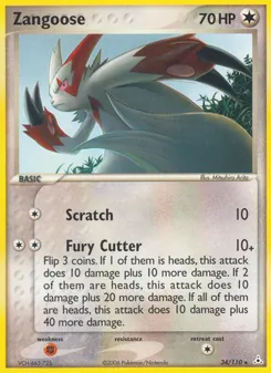 Zangoose card from Holon Phantoms, number 34/110