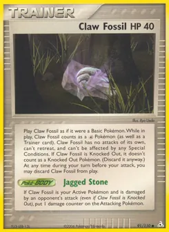 Claw Fossil card from Holon Phantoms, number 91/110