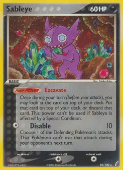 Sableye card from Crystal Guardians, number 10/100
