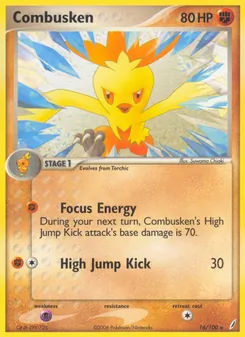 Combusken card from Crystal Guardians, number 16/100