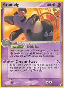 Grumpig card from Crystal Guardians, number 20/100