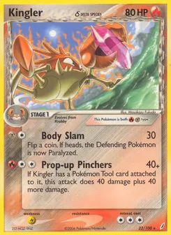 Kingler δ card from Crystal Guardians, number 22/100