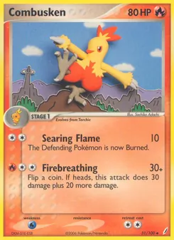 Combusken card from Crystal Guardians, number 31/100