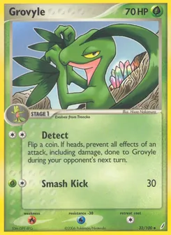 Grovyle card from Crystal Guardians, number 32/100