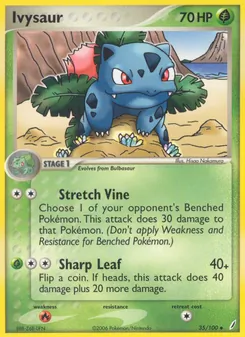Ivysaur card from Crystal Guardians, number 35/100