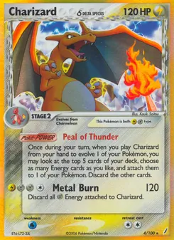 Charizard δ card from Crystal Guardians, number 4/100