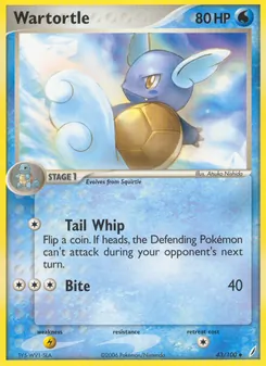 Wartortle card from Crystal Guardians, number 43/100