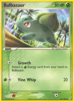 Bulbasaur card from Crystal Guardians, number 46/100