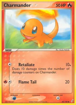 Charmander card from Crystal Guardians, number 48/100