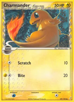 Charmander δ card from Crystal Guardians, number 49/100