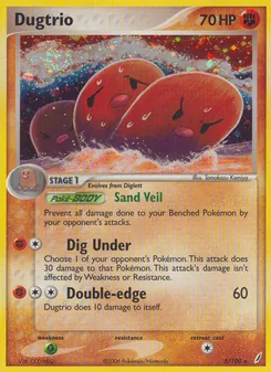 Dugtrio card from Crystal Guardians, number 5/100