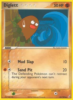 Diglett card from Crystal Guardians, number 50/100
