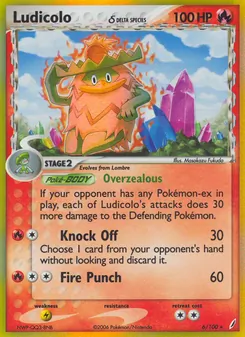 Ludicolo δ card from Crystal Guardians, number 6/100