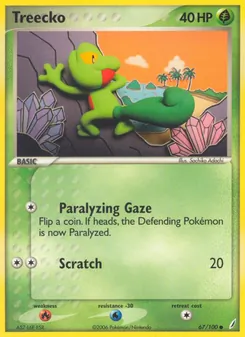 Treecko card from Crystal Guardians, number 67/100