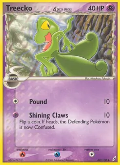 Treecko δ card from Crystal Guardians, number 68/100