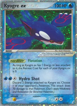 Kyogre ex card from Crystal Guardians, number 95/100